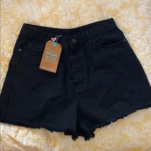 High rise black jean shorts